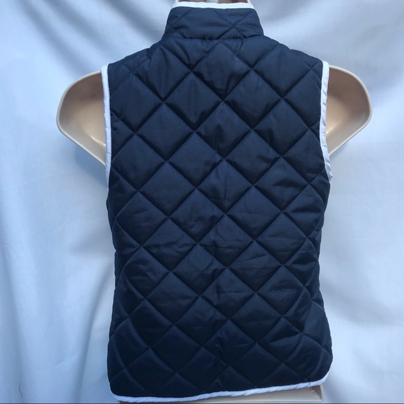 Me Jane Navy Blue Quilted Vest w/White Piping - Picture 2 of 9